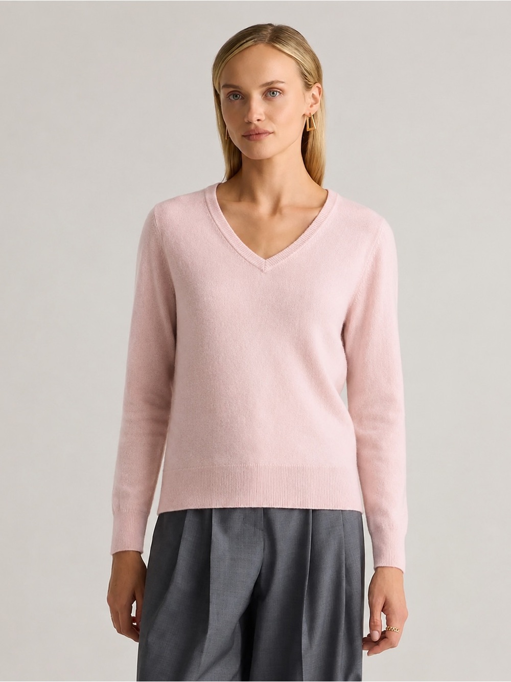 Quince 100% Cashmere V-Neck Sweater Women’s Medium Pink Long Sleeve Soft Knit